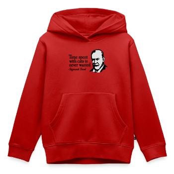 Time spent with cats is never Sigmund Freud - Sweat Premium à capuche enfant bio - rouge - Devant - AI Model Kid Female (0cm)