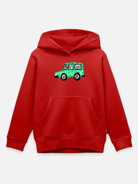 pixel car - Kinder Premium Organic Hoodie - Rot
