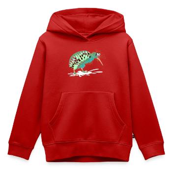 Drôles d’animaux - Drôle d’oiseau Kiwi Oiseau - Sweat Premium à capuche enfant bio - rouge - Devant - AI Model Kid Female (0cm)