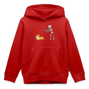 Halloween, Cprgi, Skelett - Kinder Premium Organic Hoodie - Rot - Vorne - AI Model Kid Female (0cm)