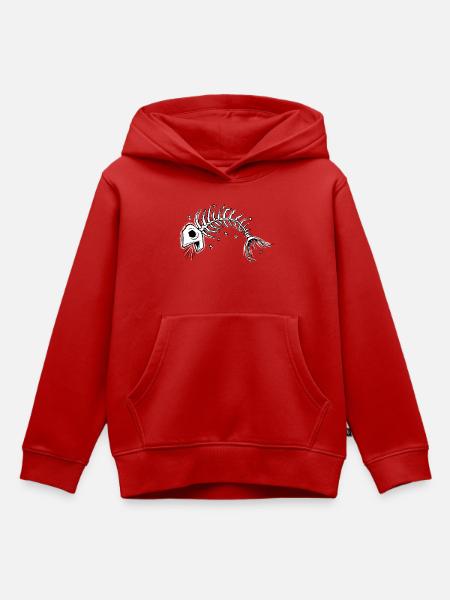 Skelettfisch-Grafikzeichnung - Kinder Premium Organic Hoodie - Rot