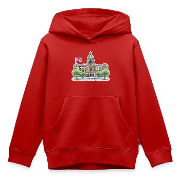Birmingham Skyline Council House Victoria Sq Art - Kids Premium Organic Hoodie - red - Front - AI Model Kid Female (0cm)