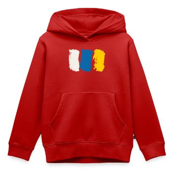 Kanarische Inseln Flagge - Pinselstriche - Kinder Premium Organic Hoodie - Rot - Vorne - AI Model Kid Female (0cm)
