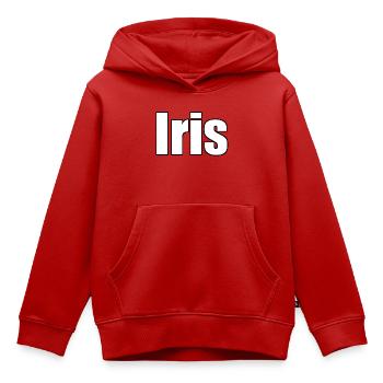 Iris - Sweat Premium à capuche enfant bio - rouge - Devant - AI Model Kid Female (0cm)
