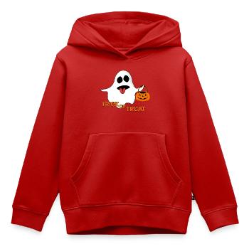 Geist Trick or Treat - Kinder Premium Organic Hoodie - Rot - Vorne - AI Model Kid Female (0cm)
