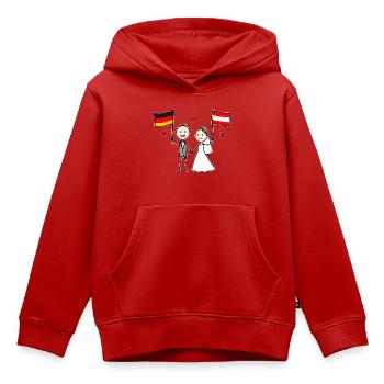 Hochzeitspaar Deutschland Österreich Flagge - Kinder Premium Organic Hoodie - Rot - Vorne - AI Model Kid Female (0cm)