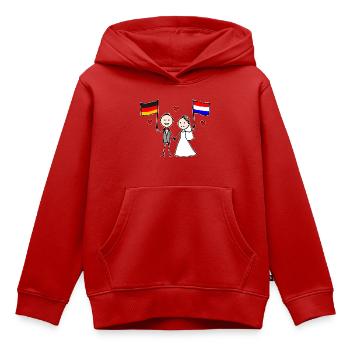 Hochzeitspaar Deutschland Holland Flagge - Kinder Premium Organic Hoodie - Rot - Vorne - AI Model Kid Female (0cm)