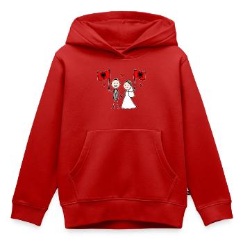 Hochzeitspaar Albanien Flagge - Kinder Premium Organic Hoodie - Rot - Vorne - AI Model Kid Female (0cm)