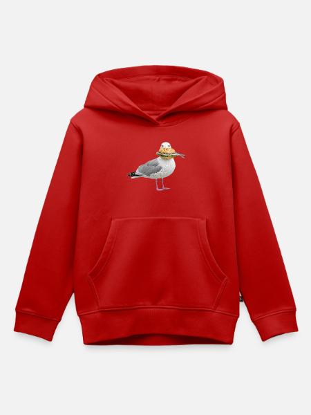 Silbermoewe-mit-Fischbroetchen Möwe - Kinder Premium Organic Hoodie - Rot
