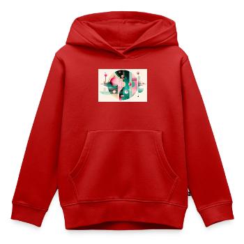 Abstrakte Komposition mit Farbflug - Kinder Premium Organic Hoodie - Rot - Vorne - AI Model Kid Female (0cm)