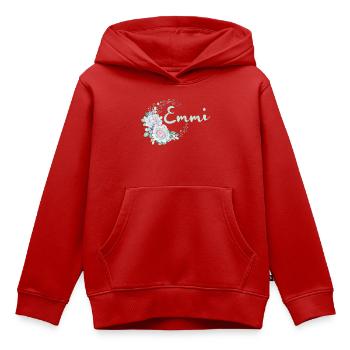 Pastell Blumenkreis Emmi Logo - Kinder Premium Organic Hoodie - Rot - Vorne - AI Model Kid Female (0cm)