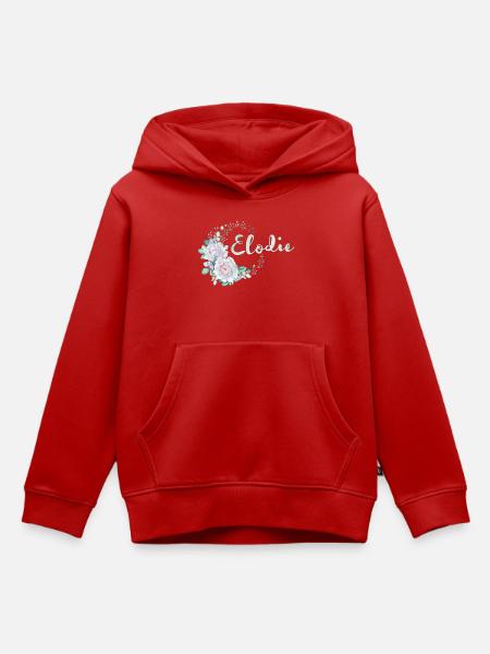Elodie Blumenkranz Namensdesign - Kinder Premium Organic Hoodie - Rot