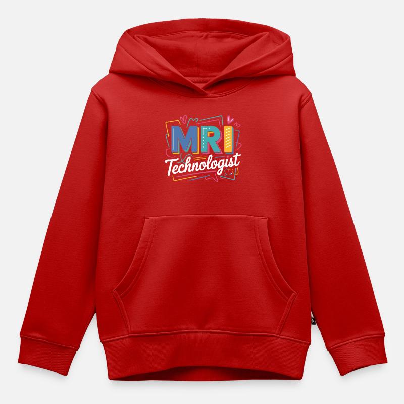 Explosion des couleurs du technologue IRM - Sweat Premium à capuche enfant bio - rouge
