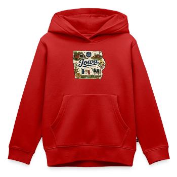 Iowa Hawkeye State Vintage Farm Aufkleber - Kinder Premium Organic Hoodie - Rot - Vorne - AI Model Kid Female (0cm)