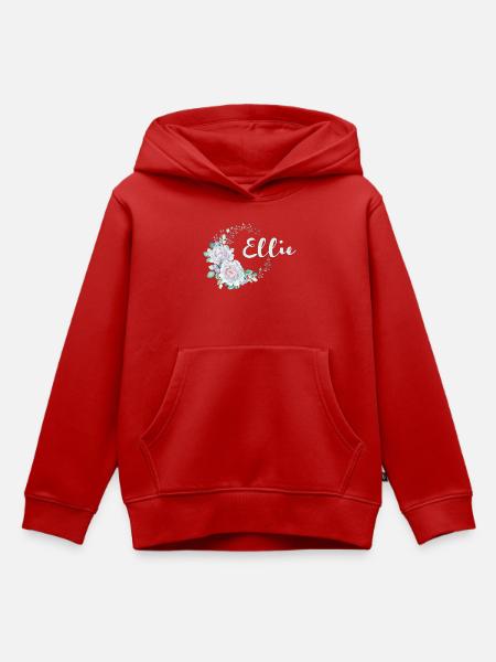 Ellie Blütenkranz Name - Kinder Premium Organic Hoodie - Rot