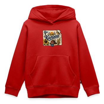 Kansas Sunflower State Vintage Reiseaufkleber - Kinder Premium Organic Hoodie - Rot - Vorne - AI Model Kid Female (0cm)