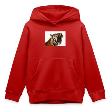 Tiger Roar Art Print - Kids Premium Organic Hoodie - red - Front - AI Model Kid Female (0cm)