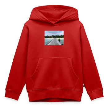 Tropischer Pier am türkis Meer Kudafushi Malediven - Kinder Premium Organic Hoodie - Rot - Vorne - AI Model Kid Female (0cm)