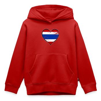 Drapeau du cœur de Thaïlande utilisé - Sweat Premium à capuche enfant bio - rouge - Devant - AI Model Kid Female (0cm)