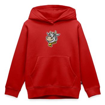 Fröhliche Illustration eines Kuhkopfes. - Kinder Premium Organic Hoodie - Rot - Vorne - AI Model Kid Female (0cm)