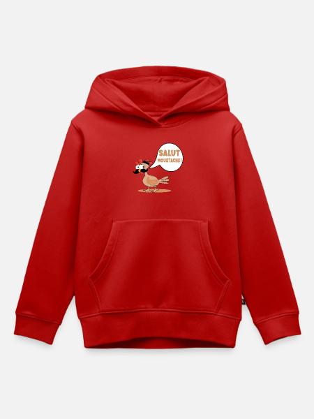 HÜHNER HÜHNER HI SCHNURRBART - Kinder Premium Organic Hoodie - Rot