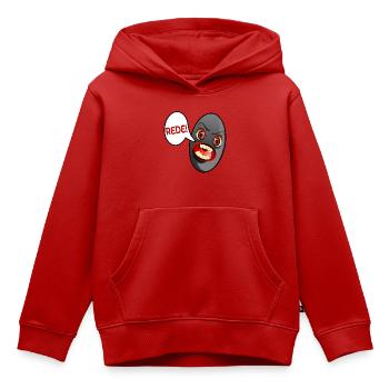 JUGENDSPRACHE REDE SCHWARZE OLIVE - Kinder Premium Organic Hoodie - Rot - Vorne - AI Model Kid Female (0cm)