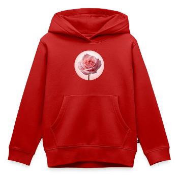 Roses roses délicates avec rosée - Sweat Premium à capuche enfant bio - rouge - Devant - AI Model Kid Female (0cm)