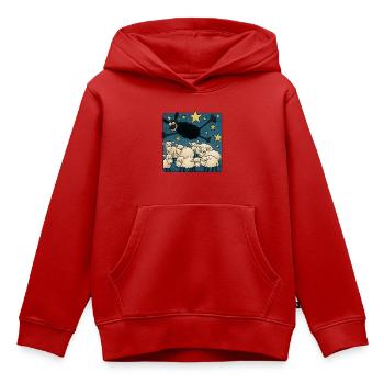 Mouton noir - Sweat Premium à capuche enfant bio - rouge - Devant - AI Model Kid Female (0cm)