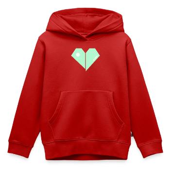 Mint Heart Split Minimalist - Kids Premium Organic Hoodie - red - Front - AI Model Kid Female (0cm)
