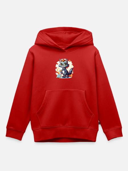 Bürokatze im Anzug - Kinder Premium Organic Hoodie - Rot
