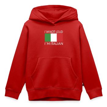 Dicton italien cool - Sweat Premium à capuche enfant bio - rouge - Devant - AI Model Kid Female (0cm)
