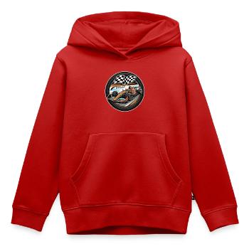 Oranger Formelrennwagen am Race Circuit - Kinder Premium Organic Hoodie - Rot - Vorne - AI Model Kid Female (0cm)