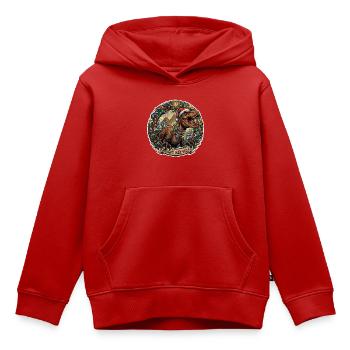 Rex-Mas Dino dans une couronne de lumières - Sweat Premium à capuche enfant bio - rouge - Devant - AI Model Kid Female (0cm)