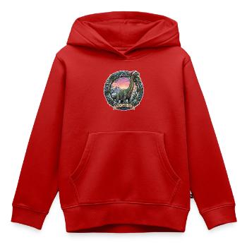 Brachiosaurus Christmas - Sweat Premium à capuche enfant bio - rouge - Devant - AI Model Kid Female (0cm)