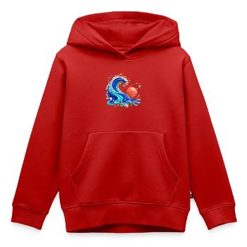 Vague orbitale rétro-futuriste - Sweat Premium à capuche enfant bio - rouge - Devant - AI Model Kid Female (0cm)