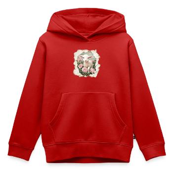 Lamb with butterfly - Kids Premium Organic Hoodie - red - Front - AI Model Kid Female (0cm)