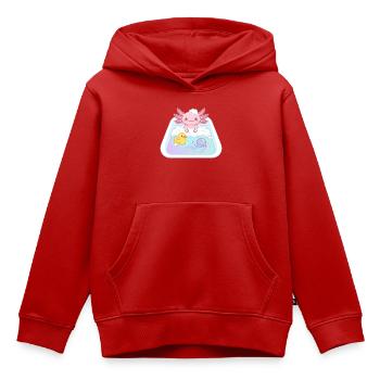 Baignoires Axolotl - Sweat Premium à capuche enfant bio - rouge - Devant - AI Model Kid Female (0cm)