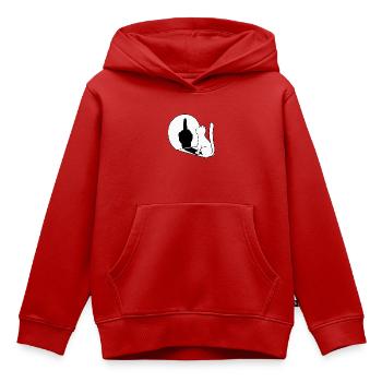 Majeur du Chat Miroir - Sweat Premium à capuche enfant bio - rouge - Devant - AI Model Kid Female (0cm)