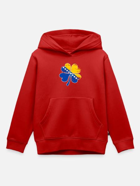 Bosnien Flagge Vierblättriges Kleeblatt used - Kinder Premium Organic Hoodie - Rot
