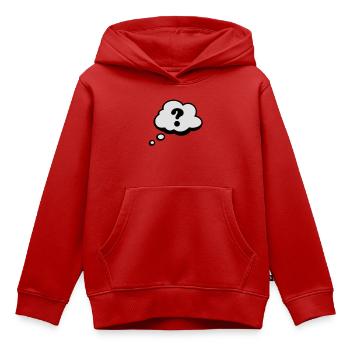 Bulle Comiques point d'interrogation - Sweat Premium à capuche enfant bio - rouge - Devant - AI Model Kid Female (0cm)