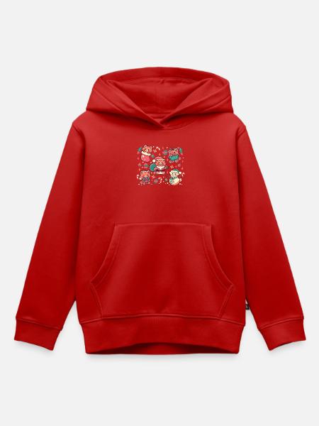 Festliche rote Pandas - Kinder Premium Organic Hoodie - Rot