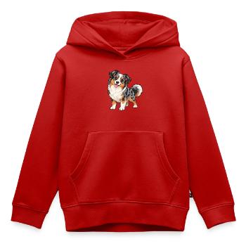 Australian Shepherd Kawaii Style – Süßer Hund - Kinder Premium Organic Hoodie - Rot - Vorne - AI Model Kid Female (0cm)