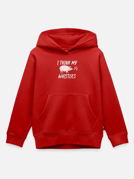 Je pense que mon cochon siffle - Sweat Premium à capuche enfant bio - rouge