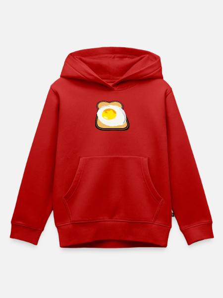 Toast mit Spiegelei lecker Frühstück - Kinder Premium Organic Hoodie - Rot