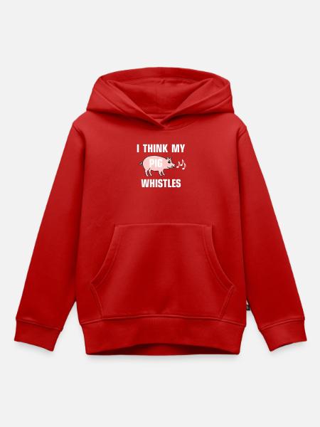 Je pense que mon cochon siffle - Sweat Premium à capuche enfant bio - rouge