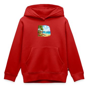Willkommen am Tropenstrand - Kinder Premium Organic Hoodie - Rot - Vorne - AI Model Kid Female (0cm)