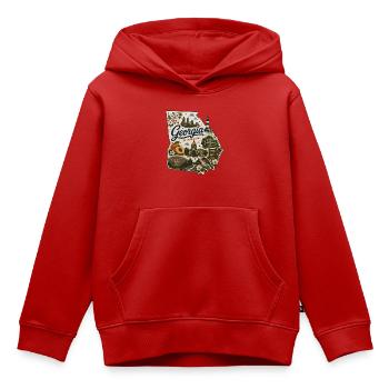 Georgia Peach State Vintage-Kartenaufkleber - Kinder Premium Organic Hoodie - Rot - Vorne - AI Model Kid Female (0cm)