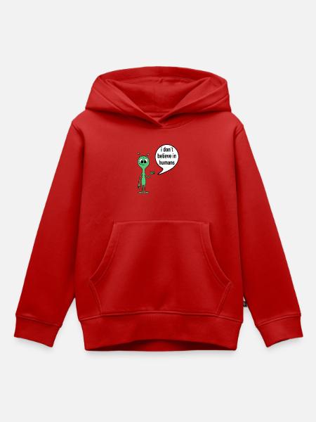 Alien Spruch I don’t believe in humans - Kinder Premium Organic Hoodie - Rot