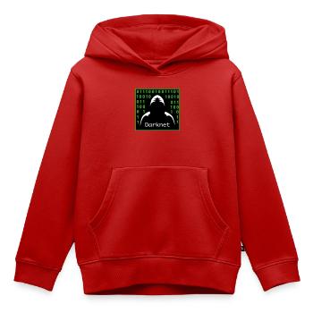 Darknet - Sweat Premium à capuche enfant bio - rouge - Devant - AI Model Kid Female (0cm)