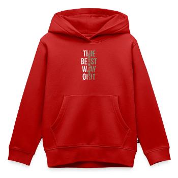 La meilleure façon de s’en sortir : notre capacité et notre force - Sweat Premium à capuche enfant bio - rouge - Devant - AI Model Kid Female (0cm)